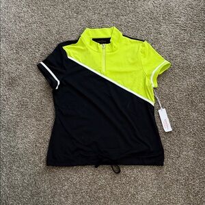 Kinona Bright Yellow and Black Half-Zip Golf Top